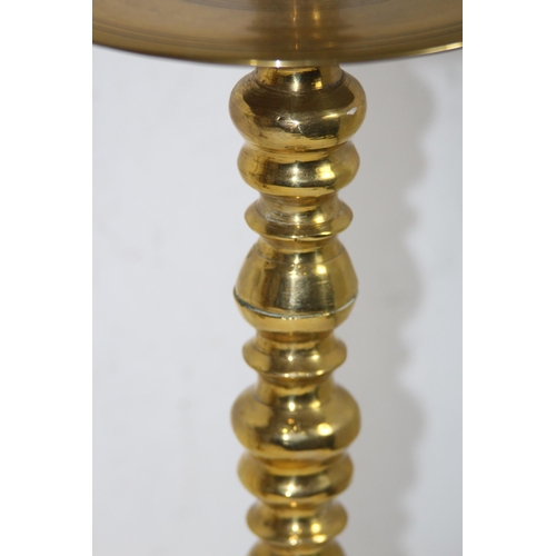 221 - PAIR OF LARGE BRASS CHURCH CANDLE STICKS  
59CM