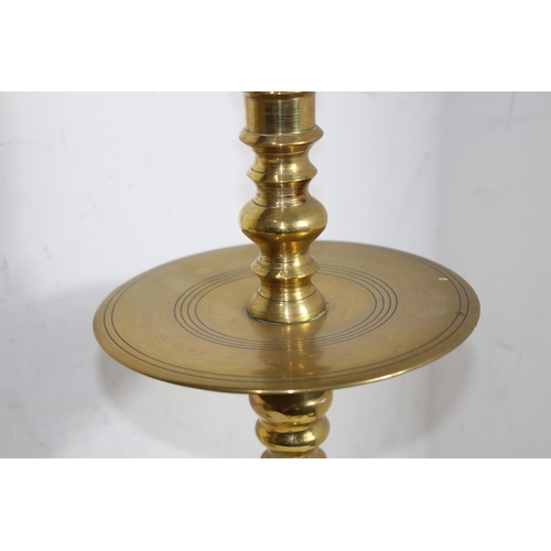 221 - PAIR OF LARGE BRASS CHURCH CANDLE STICKS  
59CM