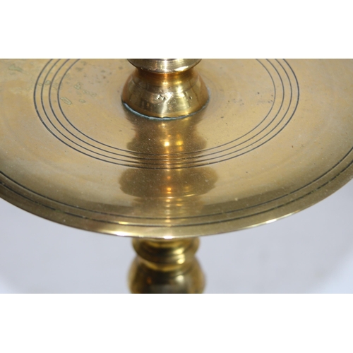 221 - PAIR OF LARGE BRASS CHURCH CANDLE STICKS  
59CM