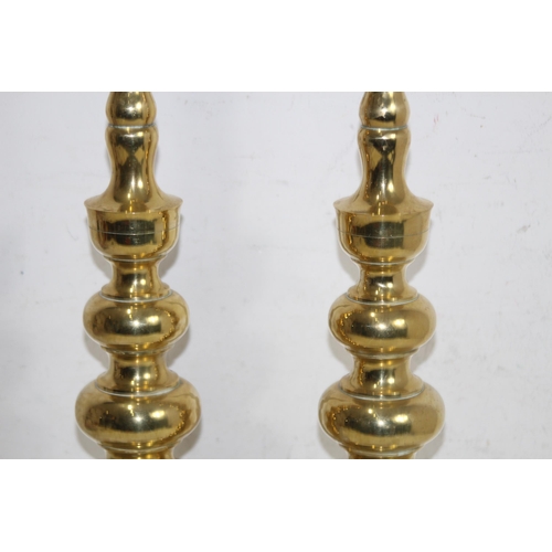 222 - PAIR OF BRASS CANDLE STICKS 
62CM