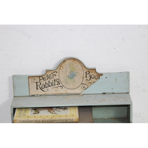 395 - BEATRICE POTTER PETER RABBIT BOOK SHELF AND CONTENTS
28 X 28 X 13CM