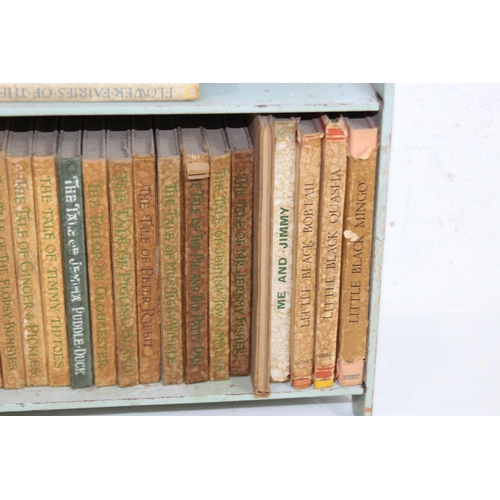 395 - BEATRICE POTTER PETER RABBIT BOOK SHELF AND CONTENTS
28 X 28 X 13CM