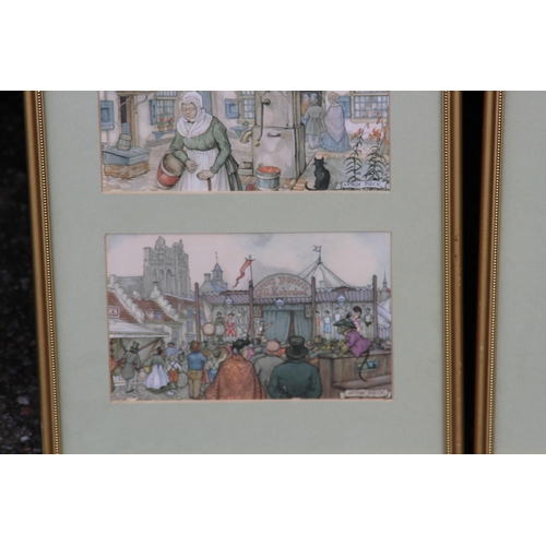 170 - QUANTITY OF FRAMED AND GLAZED VINTAGE ANTON PIECK POSTCARDS
44 X 23CM