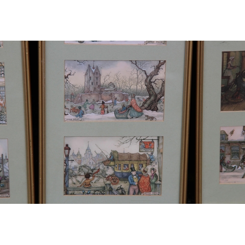 170 - QUANTITY OF FRAMED AND GLAZED VINTAGE ANTON PIECK POSTCARDS
44 X 23CM