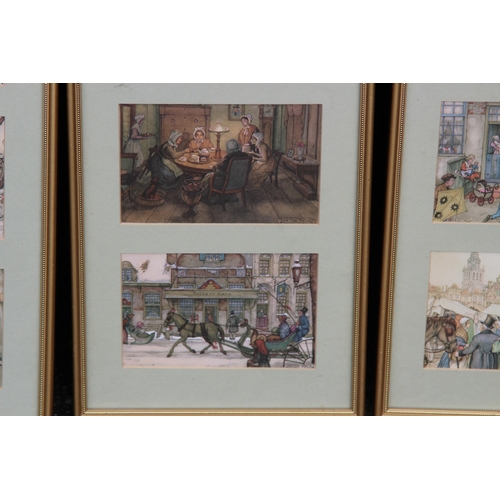 170 - QUANTITY OF FRAMED AND GLAZED VINTAGE ANTON PIECK POSTCARDS
44 X 23CM