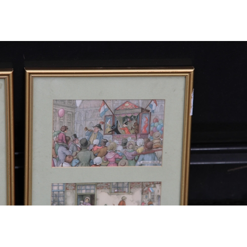 170 - QUANTITY OF FRAMED AND GLAZED VINTAGE ANTON PIECK POSTCARDS
44 X 23CM