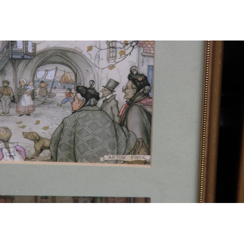 170 - QUANTITY OF FRAMED AND GLAZED VINTAGE ANTON PIECK POSTCARDS
44 X 23CM