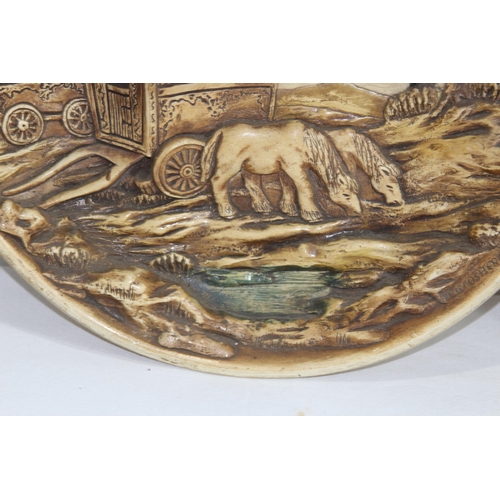 314 - PAIR OF VINTAGE PLASTER PLAQUES AND FISH BOWL
38CM