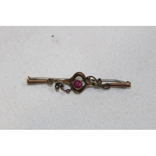 1193 - 9CT ANTIQUE GOLD PIN WITH STEEL PIN - 1.80G