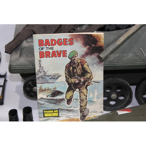 715 - QUANTITY OF VINTAGE ACTION MEN AND TANK - A/F
59 X 28CM