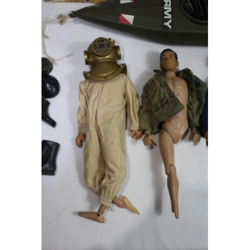 715 - QUANTITY OF VINTAGE ACTION MEN AND TANK - A/F
59 X 28CM