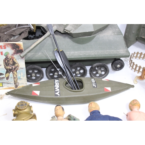 715 - QUANTITY OF VINTAGE ACTION MEN AND TANK - A/F
59 X 28CM