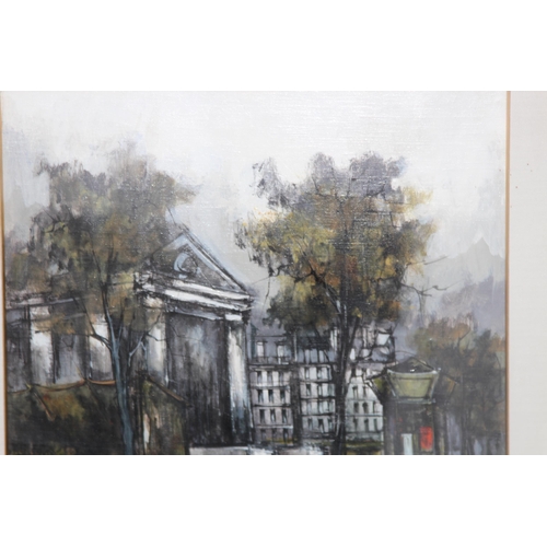 175 - SIGNED GODET OIL ON BOARD FRENCH STREET SCENE
74 x 65CM