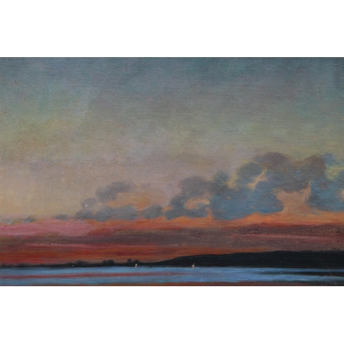 178 - SIGNED OIL ON CANVAS LAKE SCENE AT DUSK
84 X 65CM