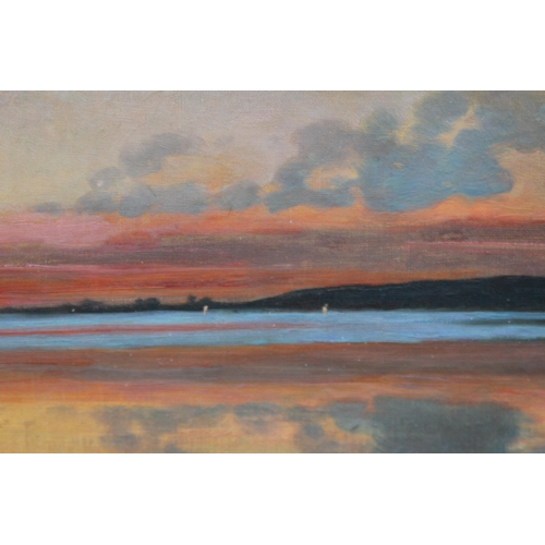 178 - SIGNED OIL ON CANVAS LAKE SCENE AT DUSK
84 X 65CM