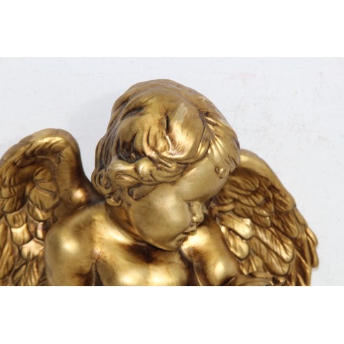 326 - PAIR OF CHERUB WALL SCONCES AND SITTING CHERUB
33 X 24CM