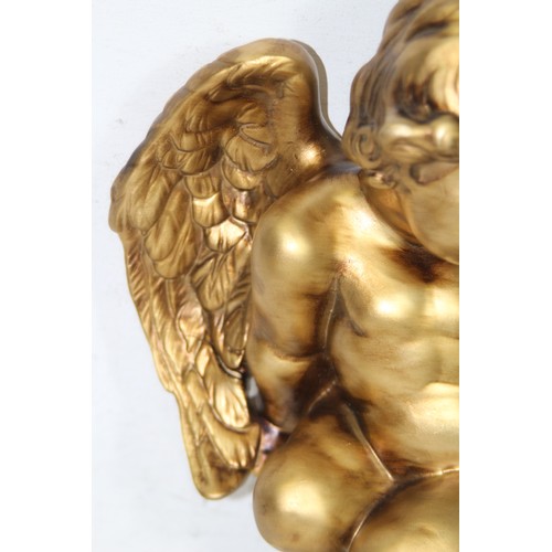 326 - PAIR OF CHERUB WALL SCONCES AND SITTING CHERUB
33 X 24CM