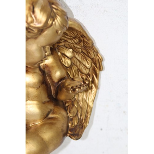 326 - PAIR OF CHERUB WALL SCONCES AND SITTING CHERUB
33 X 24CM