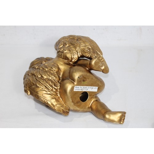 326 - PAIR OF CHERUB WALL SCONCES AND SITTING CHERUB
33 X 24CM