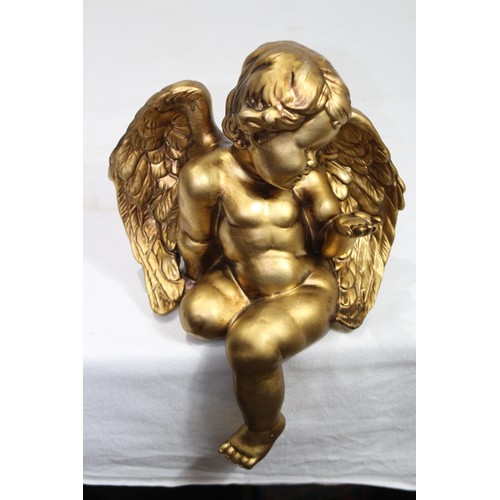 326 - PAIR OF CHERUB WALL SCONCES AND SITTING CHERUB
33 X 24CM