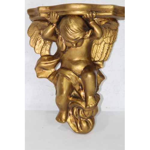 326 - PAIR OF CHERUB WALL SCONCES AND SITTING CHERUB
33 X 24CM