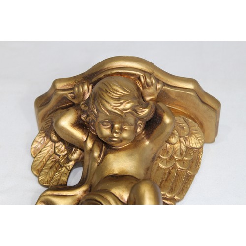 326 - PAIR OF CHERUB WALL SCONCES AND SITTING CHERUB
33 X 24CM