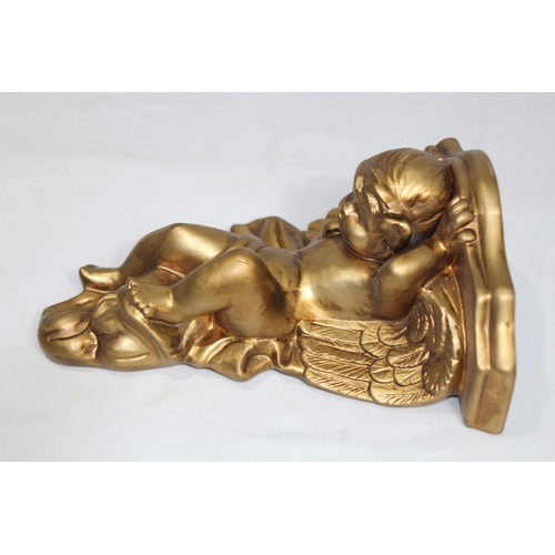 326 - PAIR OF CHERUB WALL SCONCES AND SITTING CHERUB
33 X 24CM