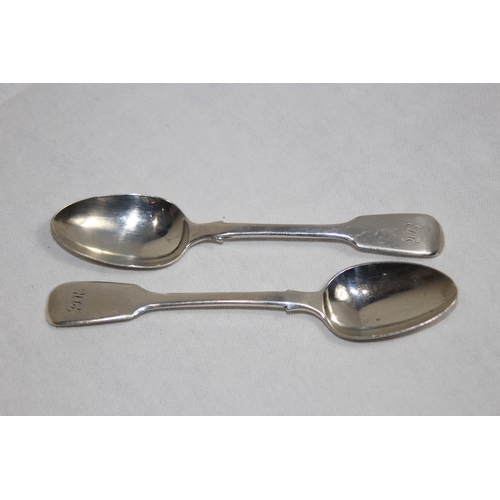 1099 - TWO WILLIAM IV SILVER SPOONS - LONDON 1834 - 60.3G