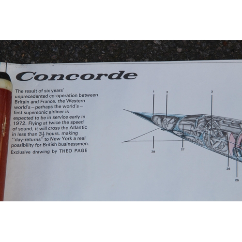 180 - VINTAGE SCHEMATIC PICTURE OF THE DETAILS OF CONCORDE
100 X 60CM