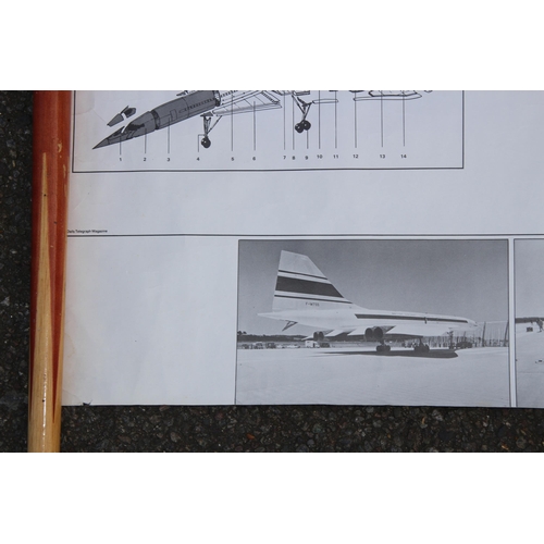 180 - VINTAGE SCHEMATIC PICTURE OF THE DETAILS OF CONCORDE
100 X 60CM