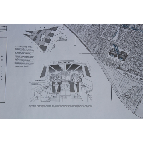 180 - VINTAGE SCHEMATIC PICTURE OF THE DETAILS OF CONCORDE
100 X 60CM