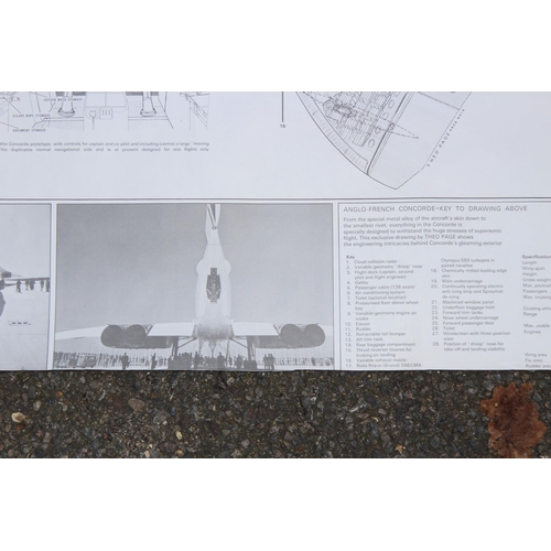 180 - VINTAGE SCHEMATIC PICTURE OF THE DETAILS OF CONCORDE
100 X 60CM