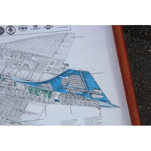 180 - VINTAGE SCHEMATIC PICTURE OF THE DETAILS OF CONCORDE
100 X 60CM