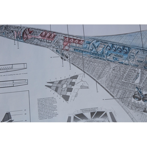 180 - VINTAGE SCHEMATIC PICTURE OF THE DETAILS OF CONCORDE
100 X 60CM