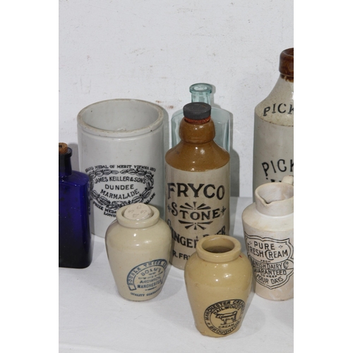 328 - QUANTITY OF VINTAGE STONEWARE BOTTLES AND POTS ETC