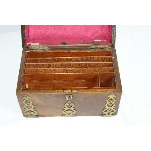 480 - BRASS INLAID BURR WALNUT DOME TOPPED STATIONARY BOX
23 X 23CM