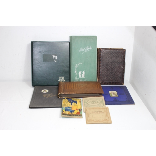 482 - 19TH CENTURY PHOTOGRAPHIC ALBUM, SELECTION OF POSTCARD ALBUMS AND CIGARETTE ALBUMS