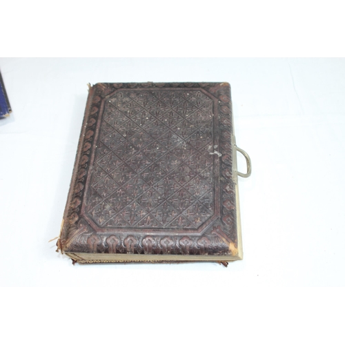 482 - 19TH CENTURY PHOTOGRAPHIC ALBUM, SELECTION OF POSTCARD ALBUMS AND CIGARETTE ALBUMS