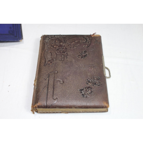 482 - 19TH CENTURY PHOTOGRAPHIC ALBUM, SELECTION OF POSTCARD ALBUMS AND CIGARETTE ALBUMS