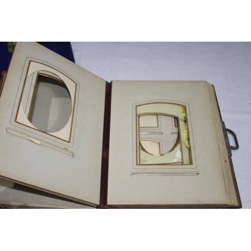 482 - 19TH CENTURY PHOTOGRAPHIC ALBUM, SELECTION OF POSTCARD ALBUMS AND CIGARETTE ALBUMS