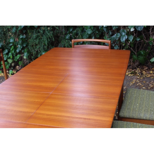 15 - RETRO MCINTOSH DOUBLE BUTTERFLY EXTENDING DINING TABLE AND 8 CHAIRS 
160 X 92 X 74CM - 237CM OPEN