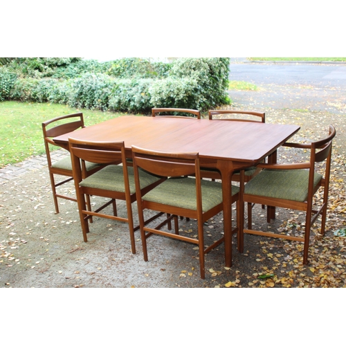 15 - RETRO MCINTOSH DOUBLE BUTTERFLY EXTENDING DINING TABLE AND 8 CHAIRS 
160 X 92 X 74CM - 237CM OPEN