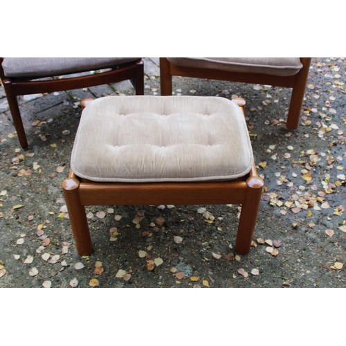 17 - RETRO DOMINO ARM CHAIR AND FOOTSTOOL AND PARKER KNOLL CHAIR 
72 X 85 X 93CM