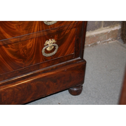 35 - FRENCH MID 19TH CENTURY SECRETAIR ABATTANT WITH SECRET DRAWERS IN FLAME MAHOGANY 
94 X 40 X 147CM