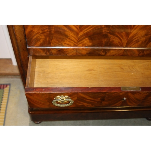 35 - FRENCH MID 19TH CENTURY SECRETAIR ABATTANT WITH SECRET DRAWERS IN FLAME MAHOGANY 
94 X 40 X 147CM