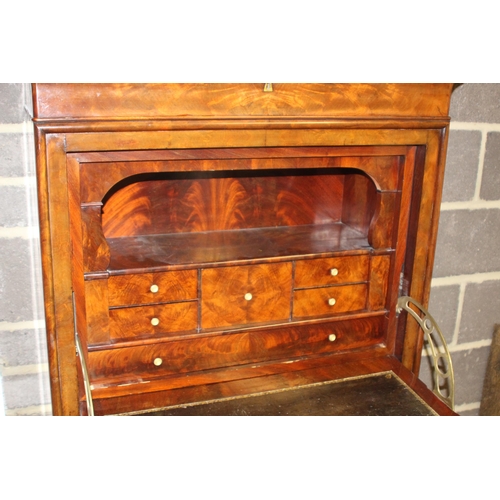 35 - FRENCH MID 19TH CENTURY SECRETAIR ABATTANT WITH SECRET DRAWERS IN FLAME MAHOGANY 
94 X 40 X 147CM