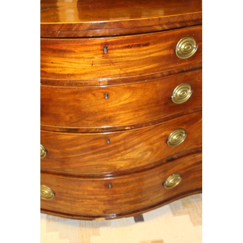 42 - ANTIQUE BOW FRONT CHEST OF DRAWERS 
116 X 66 X 88CM