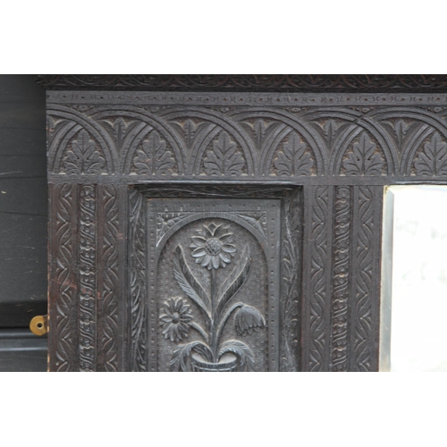 185 - ANTIQUE CARVED OVER MANTLE MIRROR 
132 X 15 X 74CM