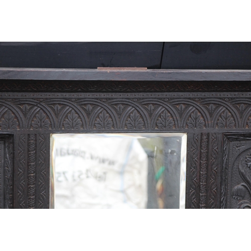 185 - ANTIQUE CARVED OVER MANTLE MIRROR 
132 X 15 X 74CM