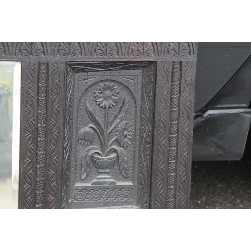 185 - ANTIQUE CARVED OVER MANTLE MIRROR 
132 X 15 X 74CM